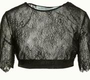 Off white lace crop top black