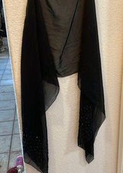 Beaded edge dressy black scarf