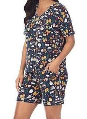 Pajama Set Fruit Themed Top & Shorts 2-Piece Women's NWT Size XS