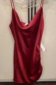 NWT Topshop red satin feel ruched side slip dress us 2