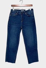 SONOMA Straight Crop High Rise Jeans Size 6 Raw Hem Medium Wash Blue