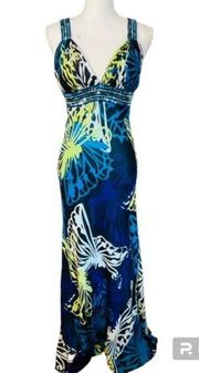 Vintage Y2k Butterfly Sequin Low Back Gown Formal Prom Dress 1/2