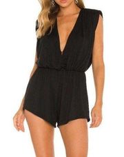 SEEK The Label • Black Sleeveless Short Romper, Plunge Neckline, Size XS