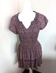 Patrons of Peace Anthropologie Multicolored Tiered Stretch Dress Size Small