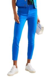 Bright Blue L’AGENCE Stretchy Denim Jeans Pants w/ Distressed Ankle Hem - Part of Matching Jacket Set