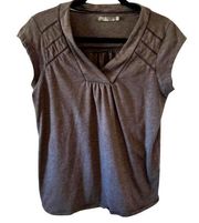 PRANA Casual Novelle V Neck Gray Granite Cap Sleeve top Sz M