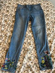 Flower Embroidered Jeans