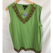 NWT Cable & Gauge Woman Beaded Detail V Neck Top Size 3X