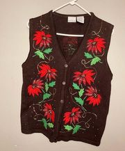 Bobbie Brooks Ugly Christmas Poinsettia Sweater Vest