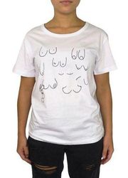 Love Your Boobies Breast White Graphic T-Shirt Medium