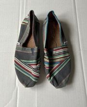 Toms  Classic Striped Size 6 Women’s Slip On Flats Shoes