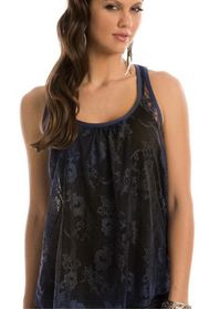 Guess Floral Lace Tiered Ruffle Top