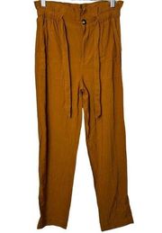 Madewell  Dunaway Paperbag Pants Cropped Elastic Waist Belted Dark Orange Small