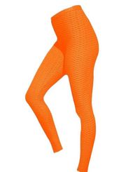 Chic/Boutique/Rose Women's Large Bright Orange Cotton Blend Cinch Butt Leggings