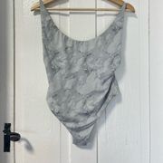 Dippin’ Daisy’s One piece cheeky grey and white size large