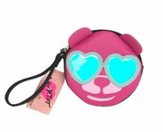 Betsey Johnson Bear With Sunglasses Coin Purse Wristlet, Pink