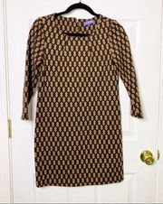 VIVIENNE TAM Long Sleeve Geometric Print Knit Dress