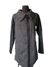 John Eshaya Lamb  Wool & Skin Leather Jacket  Gray & Black M/L