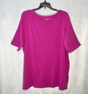 Woman Within Shirt Short Sleeve Pink Purple Crew New 14/16