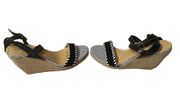 Chinese Laundry Black & White Print Wedge Espadrille Sandals Women Sz 7.5