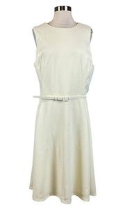 Ralph Lauren Women's Cocktail Dress Size 16 Ivory White Sleeveless Fit and Flare