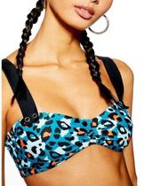 NWT topshop Blue Animal Print Bandeau Bikini Top