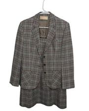 Vintage Pendleton Fully Lined Pure Wool Plaid Blazer Skirt Suit Set | Size 6