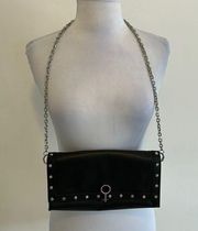 Black Studded Leather Crossbody Bag