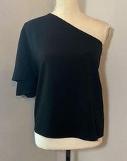 Tibi Black One Shoulder Top Blouse Size 0 NWT