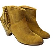 Maje Suede Tan Fringe Bootie Size 38 / 7.5