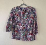 NWT talbots paisley cotton blouse size xs