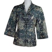 Lafayette 148 Helena Jacket Size 4 Floral Brocade Blue Green Workwear Office