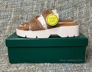 Paul Green Harlo Slide Platform Sandal in Cuoio Woven Leather