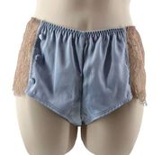 Delicates Blue Satin Hip Shorts Lace Hips Womens Large