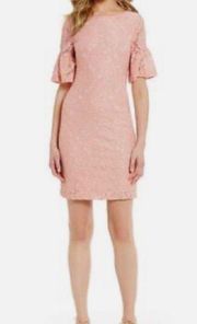 NWT Ivanka Trump Blush Pink Floral Lace Dress Bell Sleeves Womens Size 2