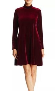 Alison Andrews Mock Neck Fit-and-Flare Velvet Dress