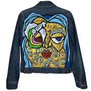 Women's Theory Painted Art Painted Face Jean Jacket Size‎ M