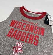 University Of Wisconsin Gray And Red Medium M Tank Badgers Under Armour NEW