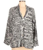 Marc New York Andrew Marc Confetti Cardigan Black White Button Women’s Medium M