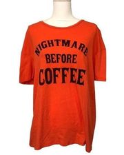 NWOT Nightmare Before Coffee Sleep Tee T-Shirt New Nightgown Sleepwear Halloween