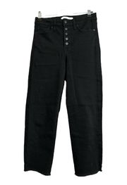 black high rise straight ankle jeans