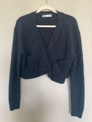 fuzzy cropped cardigan sz M