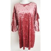 Kim & Cami • Pink Crushed Velvet Dress