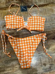 Gingham Print Swimsuit Two Piece Size M NWT