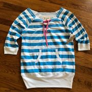 Energie blue & white stripe 3/4 sleeve Sweatshirt size XL