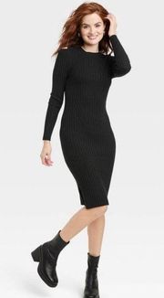 NWT Women's Long Sleeve Sweater Dress -  Black M