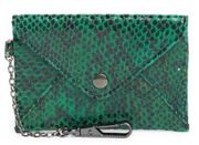 NWT  Ashley Pouch Emerald Snake Print Coin Clutch Card Holder