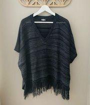 Urban Outfitters Knit Pullover Poncho Charcoal Sz Medium