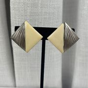 Vintage square clip-on enamel earrings