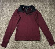 PINK - Victoria's Secret  Women’s Burgundy Quarter Zip Long Sleeve Jacket Size XS